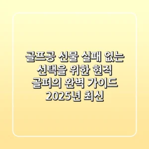 골프공 선물, 실패 없는 선택을 위한 현직 골퍼의 완벽 가이드 (2025년 최신)
