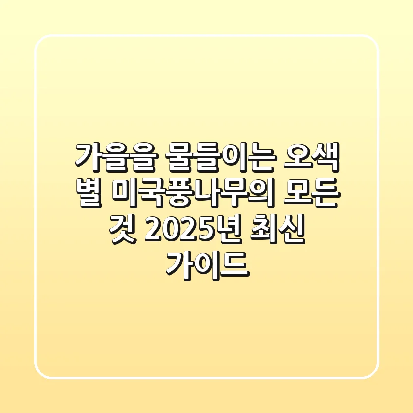 가을을 물들이는 오색 별, 미국풍나무의 모든 것 (2025년 최신 가이드)