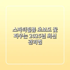스파티필름, 초보도 꽃 피우는 2025년 최신 관리법!