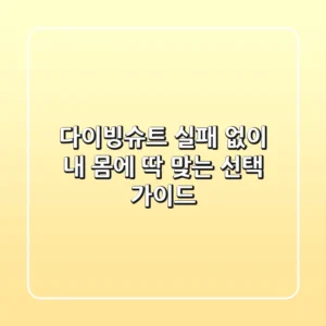 다이빙슈트, 실패 없이 내 몸에 딱 맞는 선택 가이드