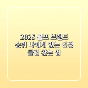 2025 골프 브랜드 순위, 나에게 맞는 '인생 클럽' 찾는 법