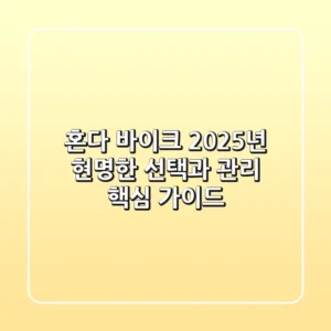 혼다 바이크: 2025년 현명한 선택과 관리 핵심 가이드