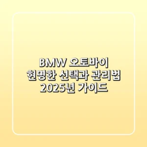 BMW 오토바이, 현명한 선택과 관리법 2025년 가이드