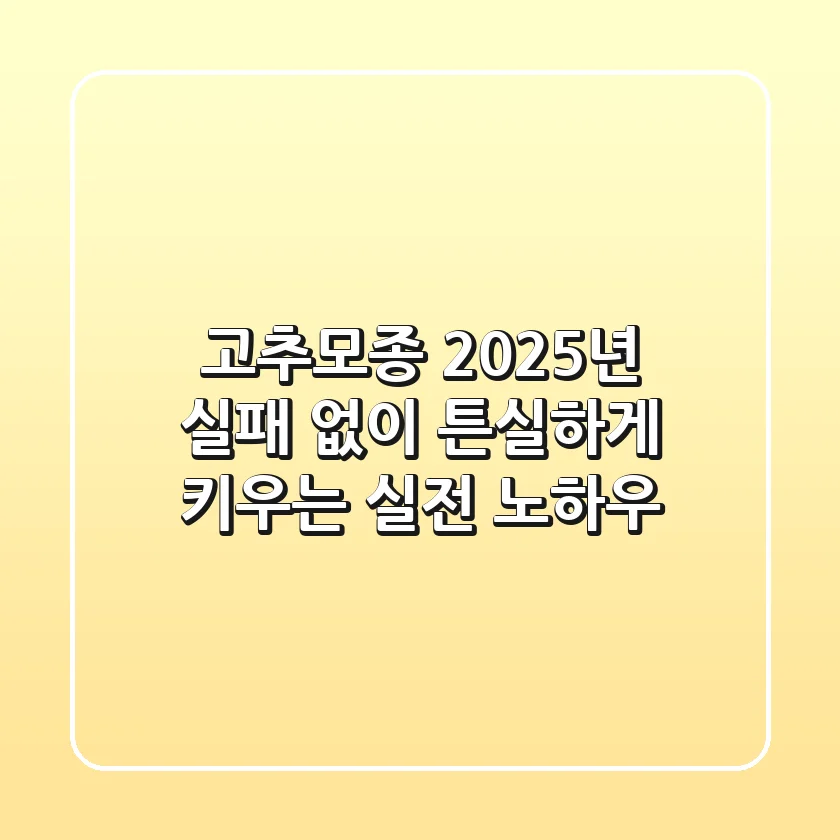 고추모종, 2025년 실패 없이 튼실하게 키우는 실전 노하우