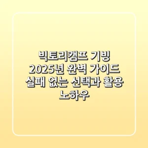 빅토리캠프 기빙, 2025년 완벽 가이드: 실패 없는 선택과 활용 노하우
