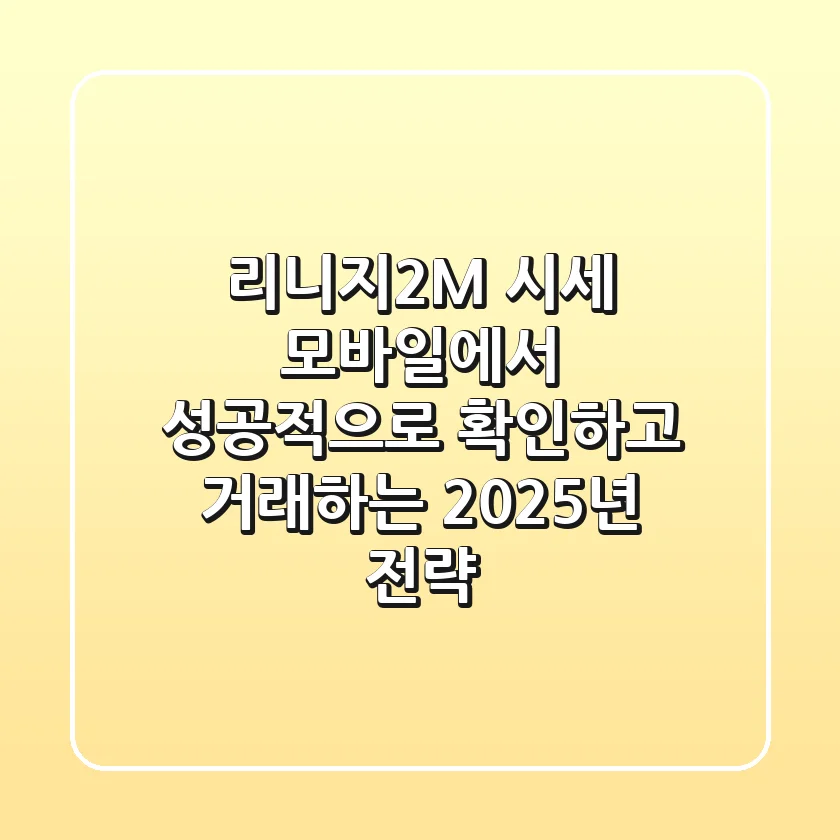 리니지2M 시세, 모바일에서 성공적으로 확인하고 거래하는 2025년 전략