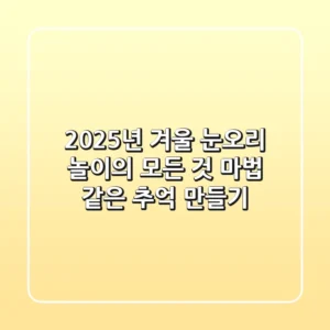 2025년 겨울, 눈오리 놀이의 모든 것! 마법 같은 추억 만들기