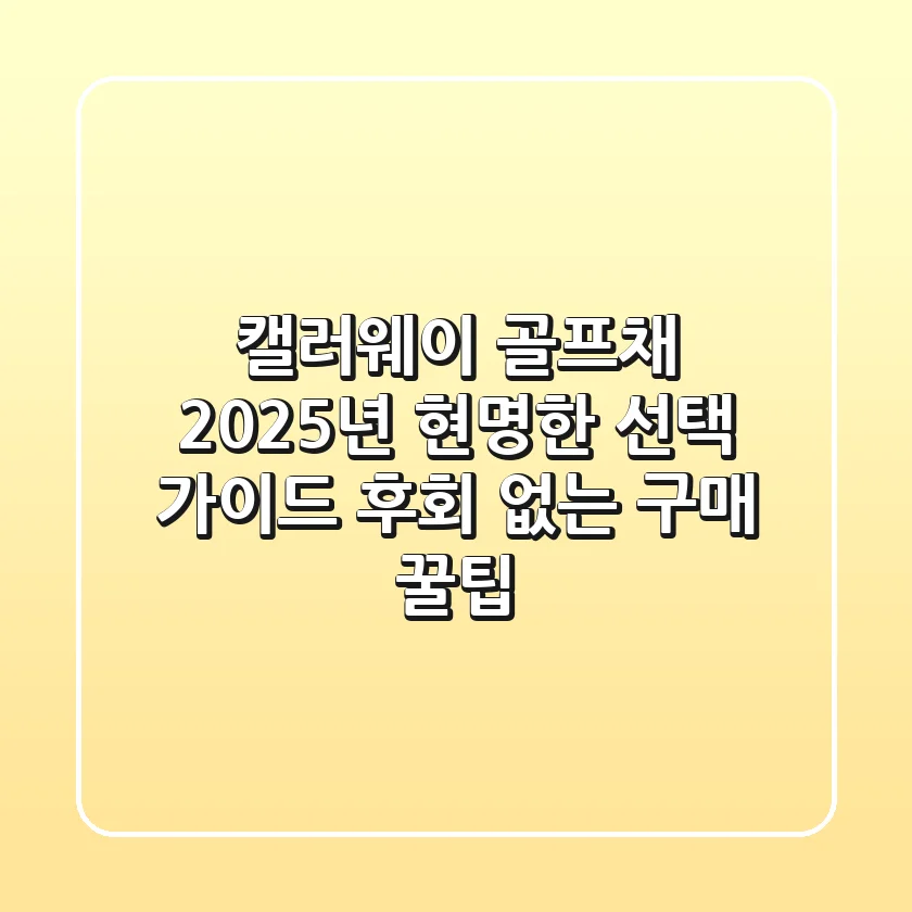 캘러웨이 골프채, 2025년 현명한 선택 가이드 (후회 없는 구매 꿀팁)