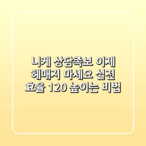 니케 상담족보, 이제 헤매지 마세요: 실전 효율 120% 높이는 비법