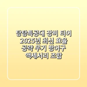 탕탕특공대 장비 티어: 2025년 최신 효율 공략 (무기, 방어구, 액세서리 조합)