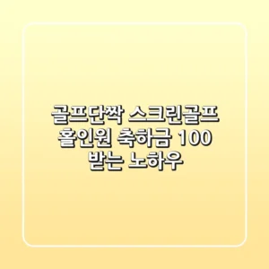 골프단짝, 스크린골프 홀인원 축하금 100% 받는 노하우!