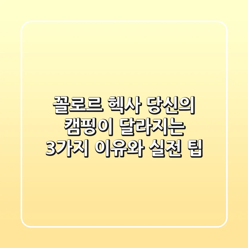 꼴로르 헥사, 당신의 캠핑이 달라지는 3가지 이유와 실전 팁