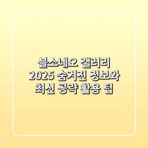 블소네오 갤러리 2025: 숨겨진 정보와 최신 공략 활용 팁