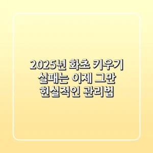 2025년 화초 키우기, 실패는 이제 그만! 현실적인 관리법