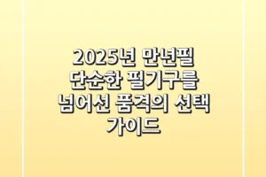 2025년 만년필, 단순한 필기구를 넘어선 품격의 선택 가이드