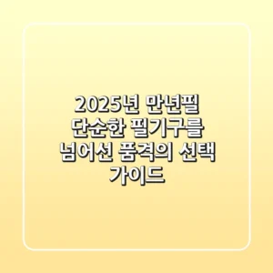 2025년 만년필, 단순한 필기구를 넘어선 품격의 선택 가이드