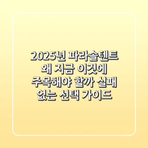 2025년 파라솔텐트, 왜 지금 ‘이것’에 주목해야 할까? (실패 없는 선택 가이드)