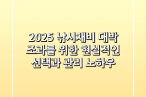 2025 낚시채비: 대박 조과를 위한 현실적인 선택과 관리 노하우