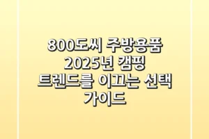 800도씨 주방용품: 2025년 캠핑 트렌드를 이끄는 선택 가이드