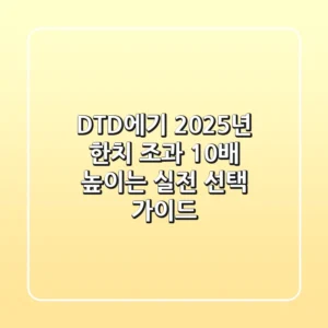 DTD에기, 2025년 한치 조과 10배 높이는 실전 선택 가이드