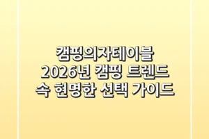 캠핑의자테이블, 2026년 캠핑 트렌드 속 현명한 선택 가이드